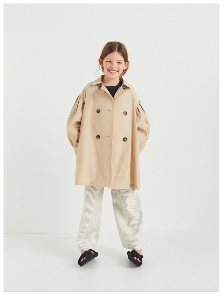 폐점 매장 정리 32% 할인 Z 순수 오리지널 여아 봄용 윈드 브레이커 더블 레이어 패브릭 더블 브레스티드 안티 라이트 비 부모-자식