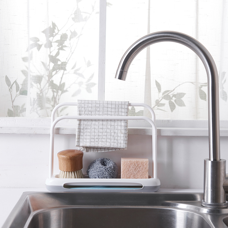 厨房双层抹布架洗碗架沥水架水槽收纳架海绵钢丝球台面整理架
