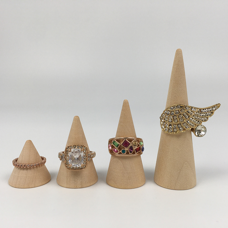 木质圆锥形指头戒指托首饰收纳架子珠宝展示道具