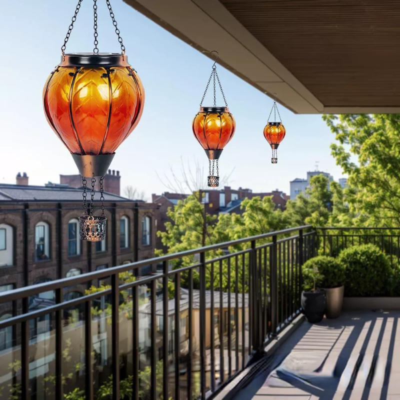 太阳能户外防水热气球装饰景观庭院草坪投影天黑自动亮灯