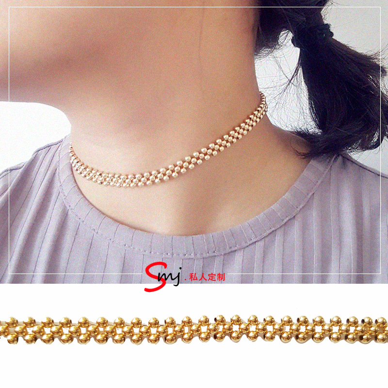 ¡¸Ê°ÃÀ¼Ç¡¹ÃÀ¹ú½ø¿Ú14K°ü½ð×¢½ð¶¹¶¹±àÖ¯¾±Á´ chokerÏîȦŮ ¶¨ÖÆ