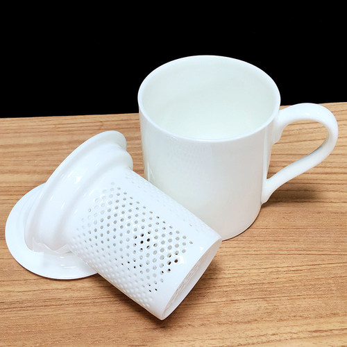 中式纯色过滤泡茶杯茶水分离陶瓷水杯办公室个人茶隔漏小号容量女