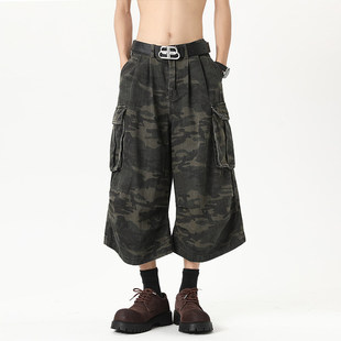 夏季 休闲裤 短裤 男多口袋工装 耐磨中裤 裤 牛仔裤 迷彩七分裤 青年男式