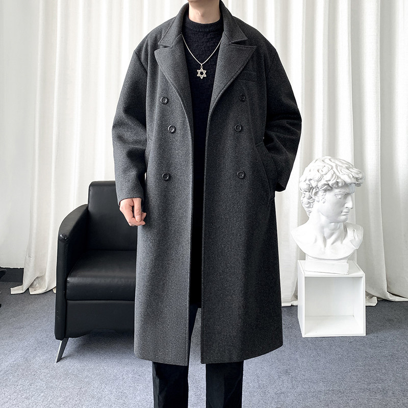 毛呢大衣男中长款风衣男长款呢子大衣高档秋冬季外套潮流港风披风