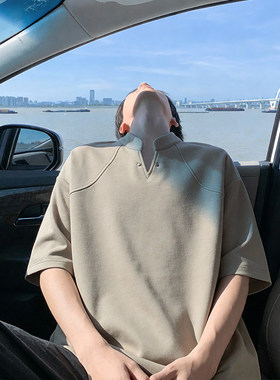 解构拼接270g华棉短袖T恤男夏季新款打底衫大码高档半袖卫衣潮流