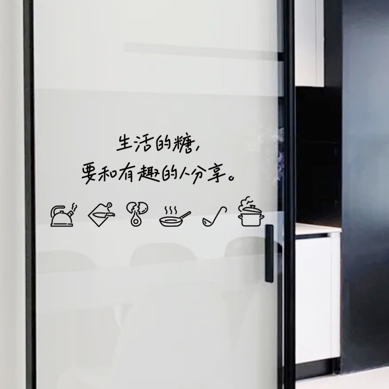 家用创意有趣文字贴画客厅阳台移门窗装饰厨房玻璃推拉门防撞贴纸图片