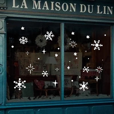 玻璃门橱窗贴纸店铺节日氛围贴画