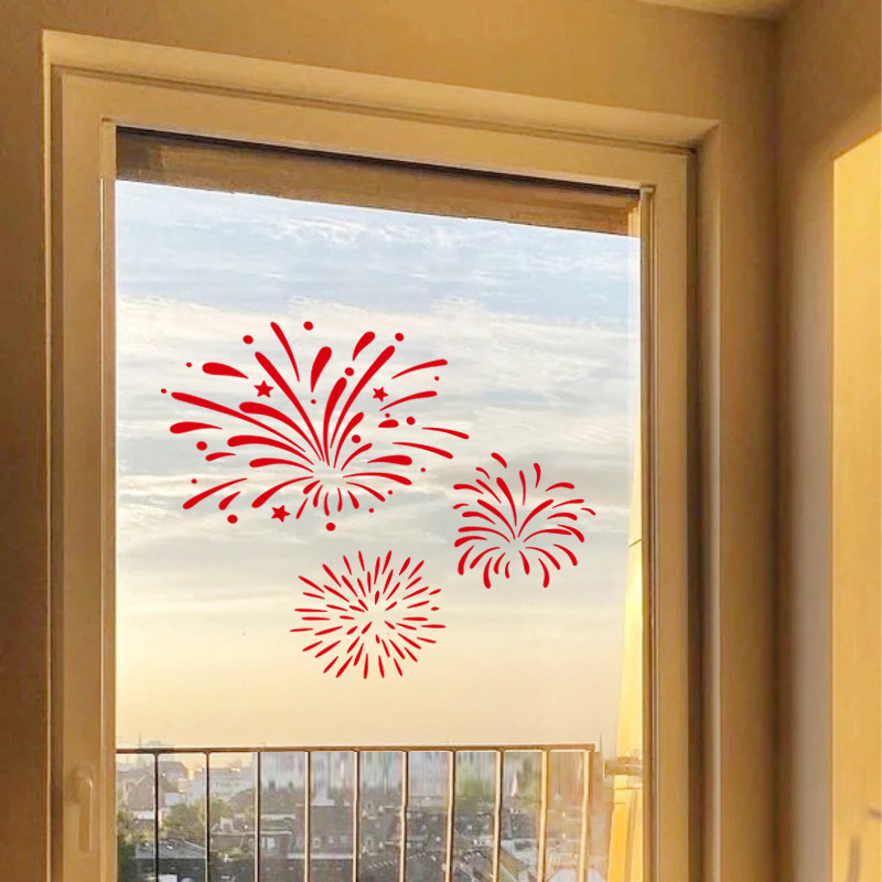 创意烟花新年橱窗玻璃贴纸 2024龙年春节过年落地飘窗装饰窗贴画,家居饰品,软装墙贴,淘宝优惠券,粉丝福利购,淘宝优惠卷