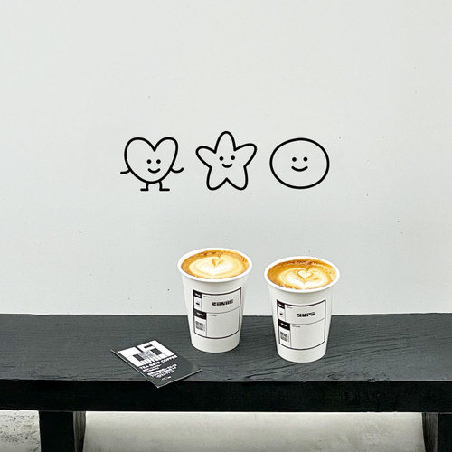ins风可爱表情爱心微笑脸简约店铺橱窗玻璃门防撞画房间装饰贴纸