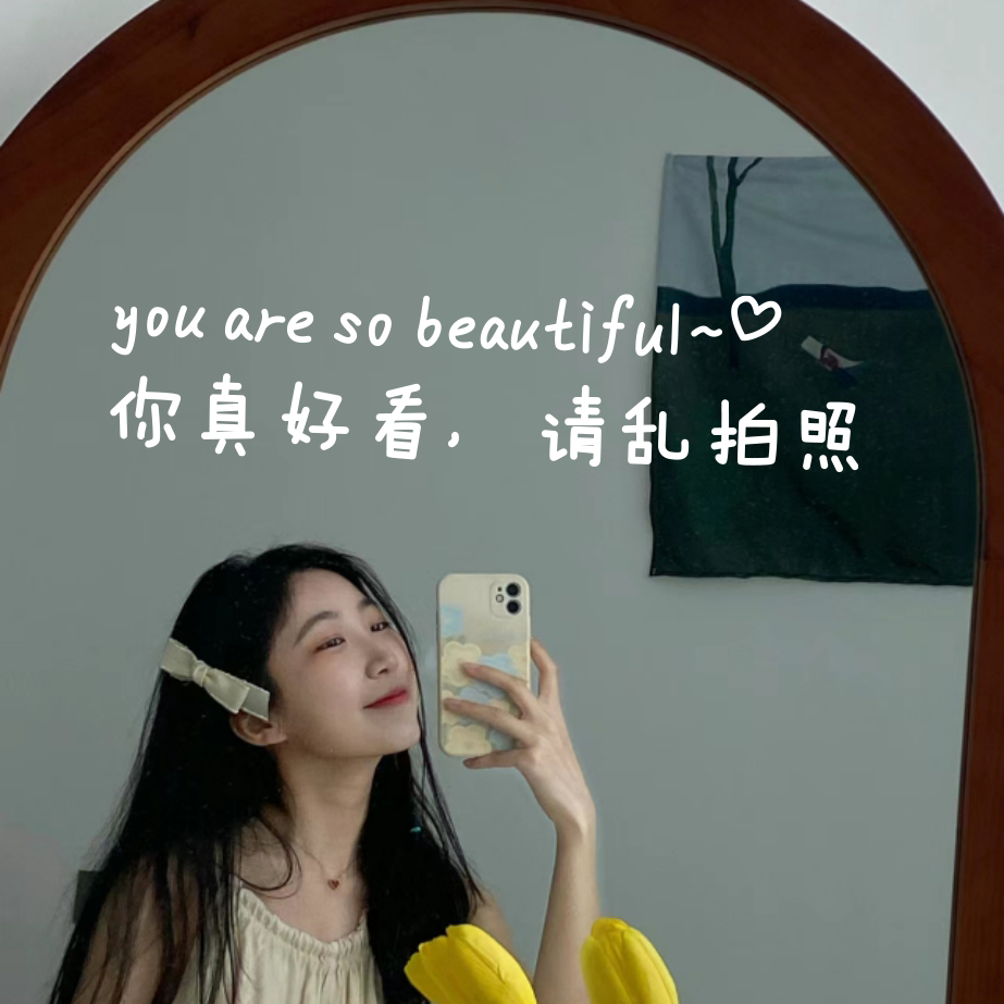 你真好看 请乱拍照 背景文字贴纸网红打卡镜子玻璃橱窗墙面装饰贴