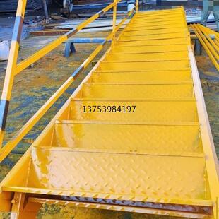 基坑斜爬钢梯 工地建筑施工临时上下钢爬梯斜梯 基坑安全防护斜梯