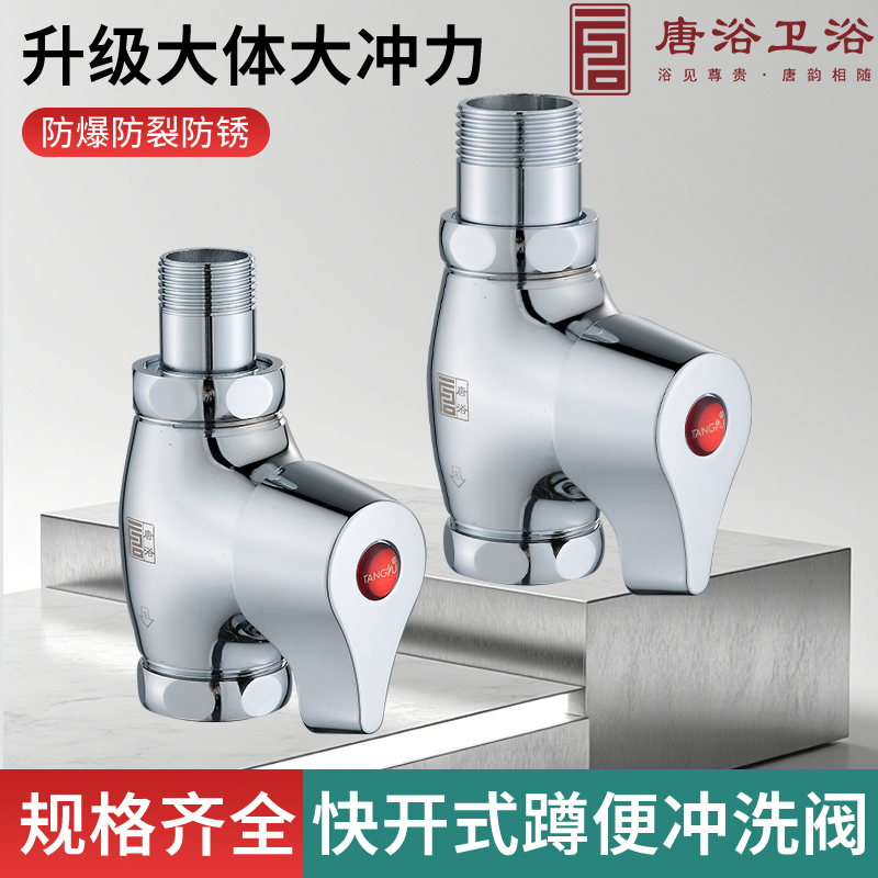 唐浴厕所冲水阀老式快开关手动拧阀全铜体大便池冲洗阀蹲坑便器