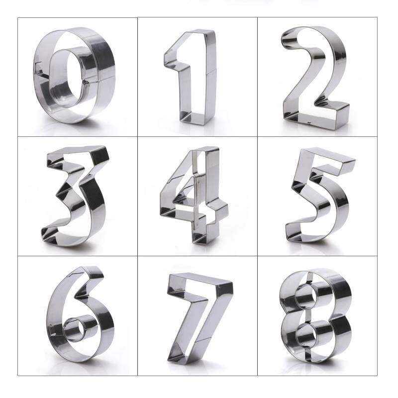 直销 大号不锈钢数字模9件套饼干模具烘焙工具曲奇蛋糕模果蔬