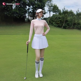 SG高尔夫女装套装秋冬速干透气长袖t恤衫上衣休闲运动百褶短裙子