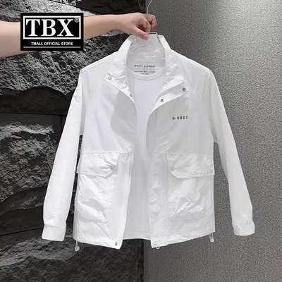 高端男士外套2025新款春秋季高级感休闲立领白色工装夹克男款冬装