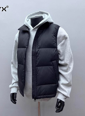 高端黑色工装轻薄羽绒马甲男士2025新款冬季鸭绒保暖背心男款坎肩