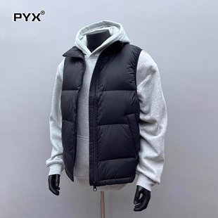 高端黑色工装轻薄羽绒马甲男士2025新款冬季鸭绒保暖背心男款坎肩