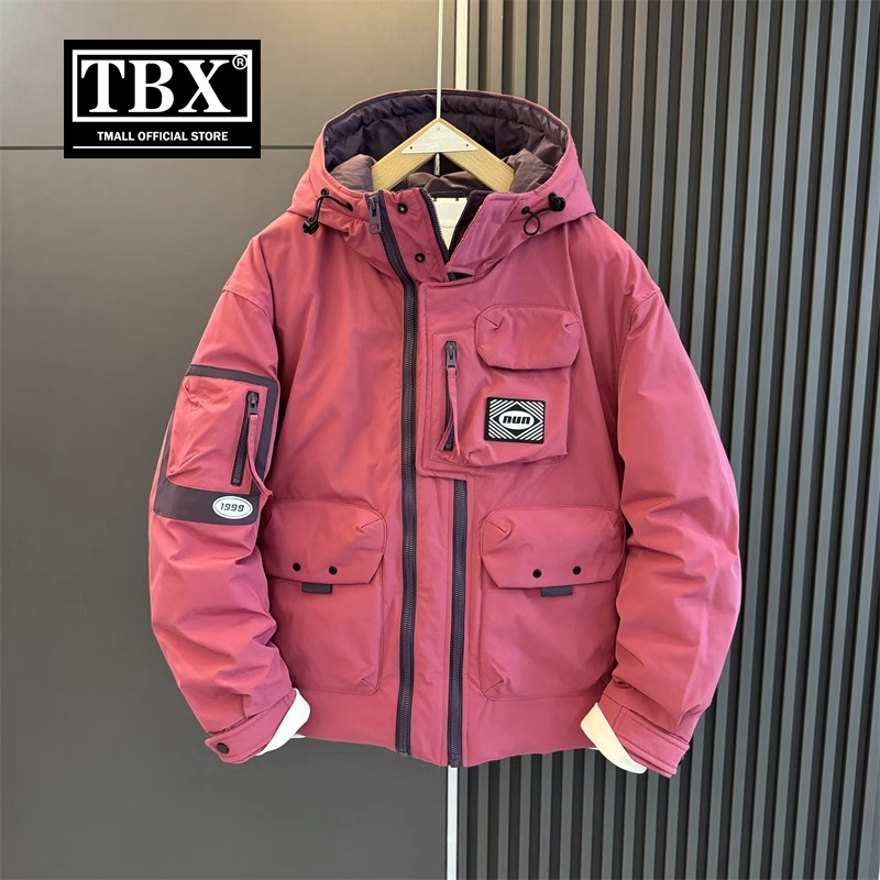 高端工装羽绒服男士冬季2025新款爆款加厚保暖粉色冲锋衣外套男款