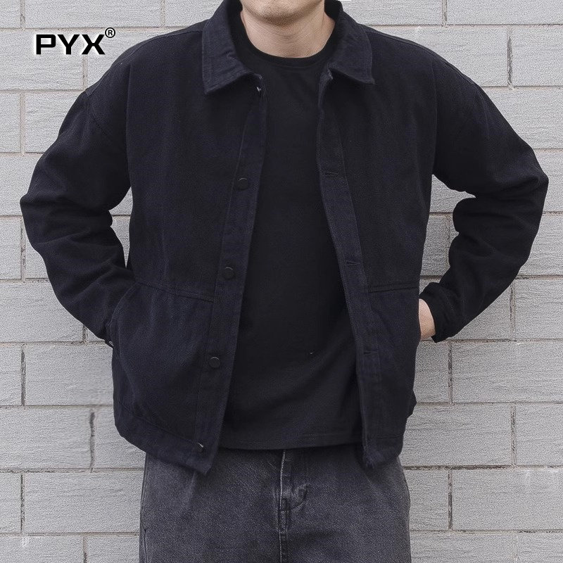 高端牛仔外套男士2025春秋冬季新款日系复古黑色工装夹克男款上衣