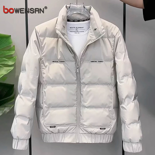 潮牌轻薄男士羽绒服2025新款秋冬季保暖立领痞帅短款棉服外套男款
