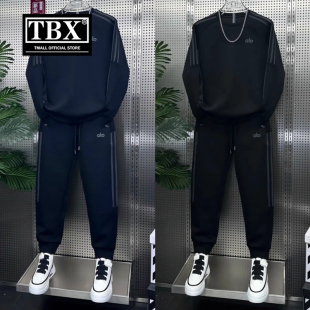 高端欧货休闲运动套装男士2025新款春秋冬季加绒卫衣卫裤一套男款