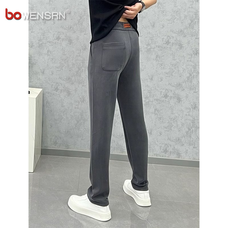 欧货直筒运动卫裤男士2025新款春秋冬季阔腿男裤休闲裤子男款加绒