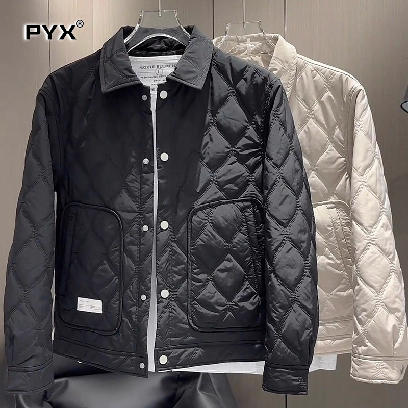 高端菱格轻薄棉服男士外套2025新款冬季加厚保暖二棉防寒衣服男款