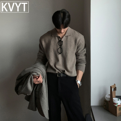 潮牌男士长袖高端polo衫2025年秋冬季新款高级感针织外套男款毛衣