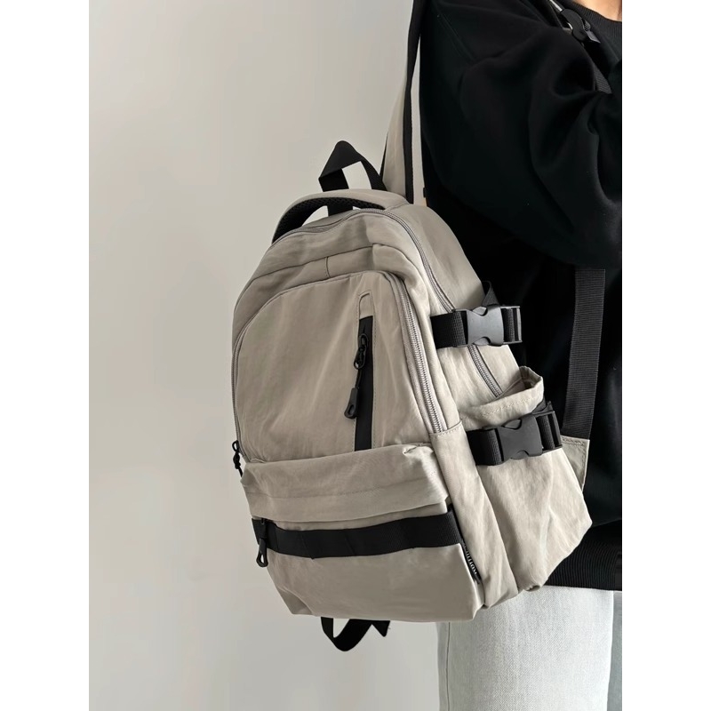 法国ZAMP双肩包初中生格子百搭休闲书包大学生小清新电脑减负背包