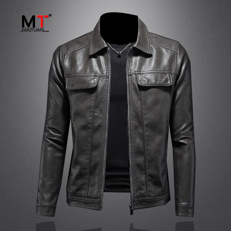 高级感皮衣外套男士秋冬季2025新款加绒加厚机车服修身皮夹克男款