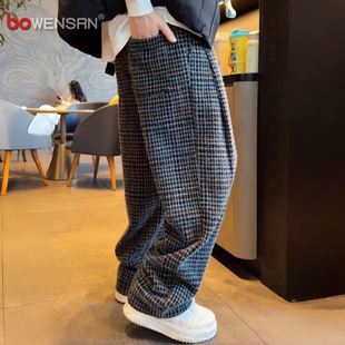 痞帅慵懒风绒面加厚卫裤男士2025新款秋冬季男裤直筒休闲裤子男款