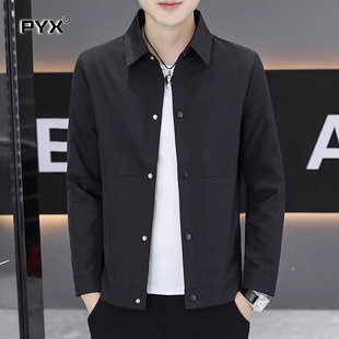 高端翻领行政夹克男士外套2025新款秋冬季男外套加厚二棉衣服男款