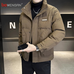 高端痞帅羽绒服男士2025新款冬季潮牌高级感防寒加厚短款外套男款