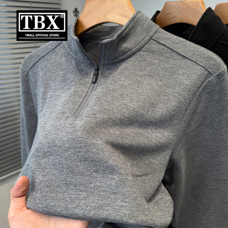 高端半拉链德绒打底衫男士卫衣2025新款春秋冬季加厚长袖T恤男款