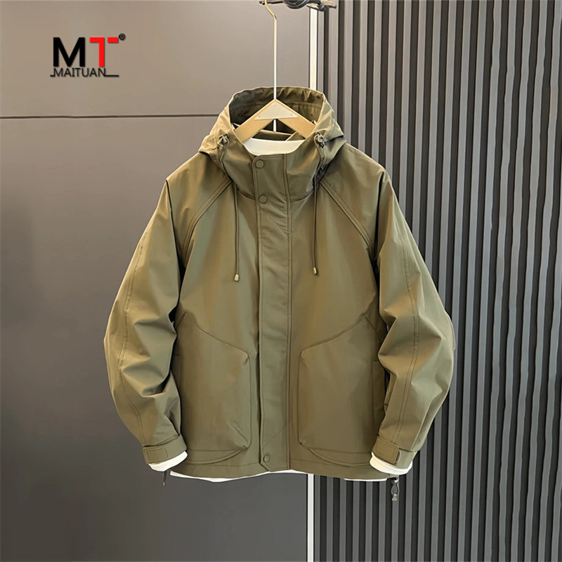 高端工装外套男士春秋冬季2025新款爆款高级感连帽棉服冲锋衣男款