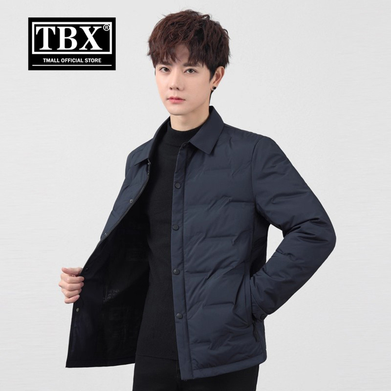 高端鹅绒轻薄羽绒服男士2025新款冬季保暖短款衬衫领夹克外套男款