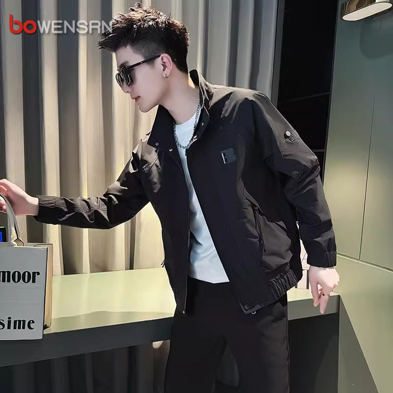 潮牌冲锋衣男外套男士春秋冬季2025新款痞帅立领工装夹克男款棉服