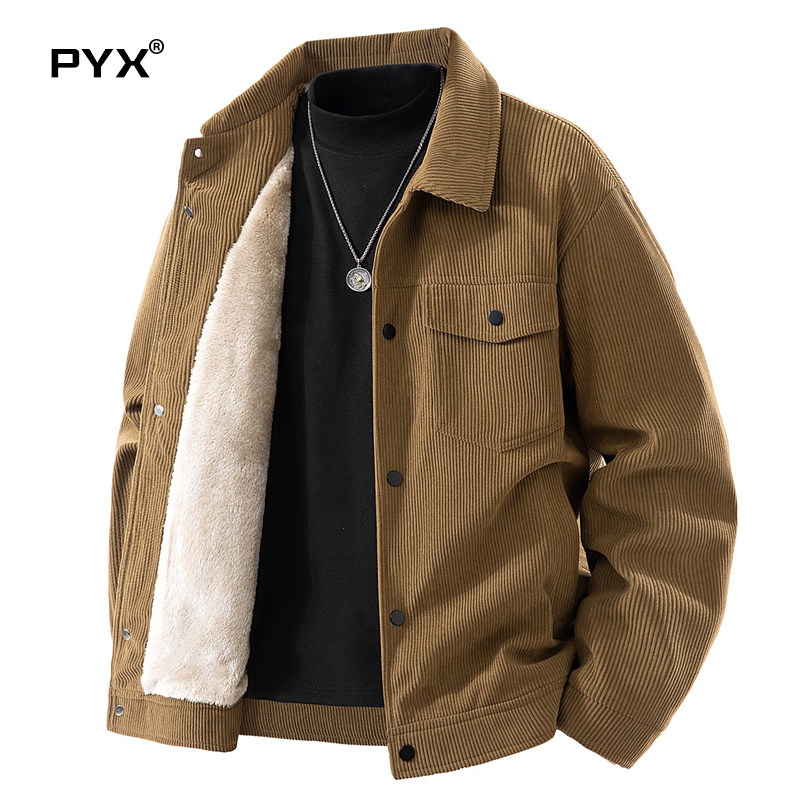 高端灯芯绒男外套男士2025新款秋冬季加绒加厚工装夹克男款上衣服