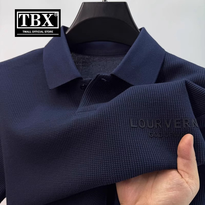 高端老钱风海鸥领华夫格polo衫男士短袖t恤2025新款夏季保罗男款