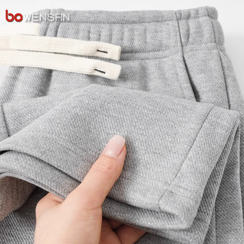 浅灰色直筒卫裤男士2025新款春秋冬季加绒男裤宽松休闲长裤子男款