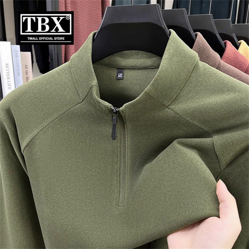 德绒半高领拉链卫衣男士长袖t恤2025新款春秋冬季加绒打底衫男款