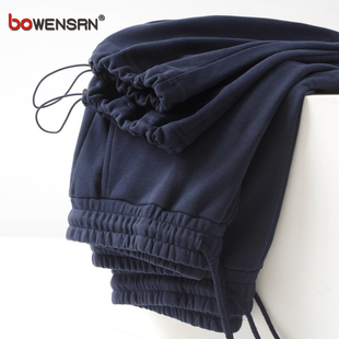 高端抽绳束脚卫裤男士2025新款春秋冬季直筒男裤休闲裤子男款加绒