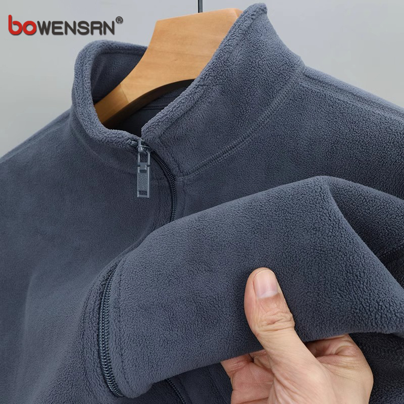 高端摇粒绒开衫卫衣男士外套2025新款秋冬季加绒加厚抓绒夹克男款