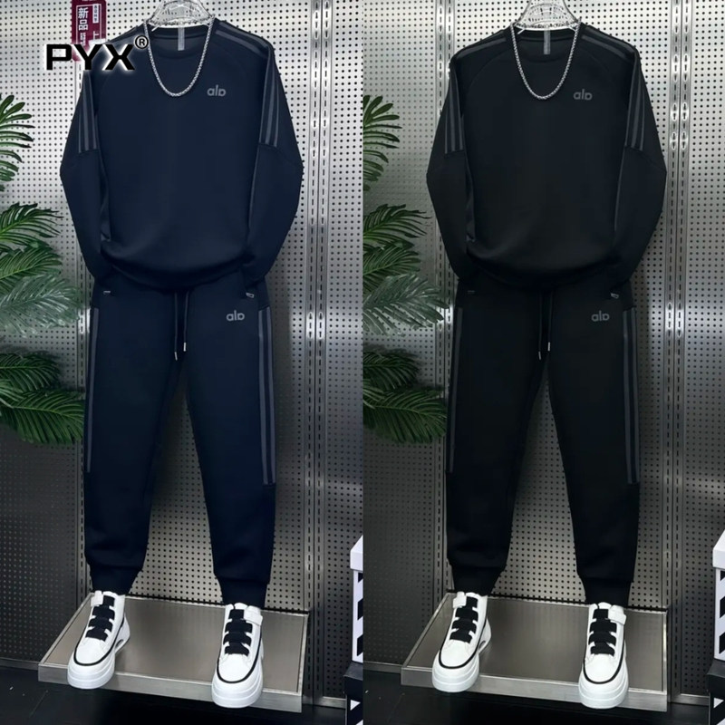 高端休闲运动套装男士2025新款秋冬季圆领加绒卫衣卫裤穿搭一整套