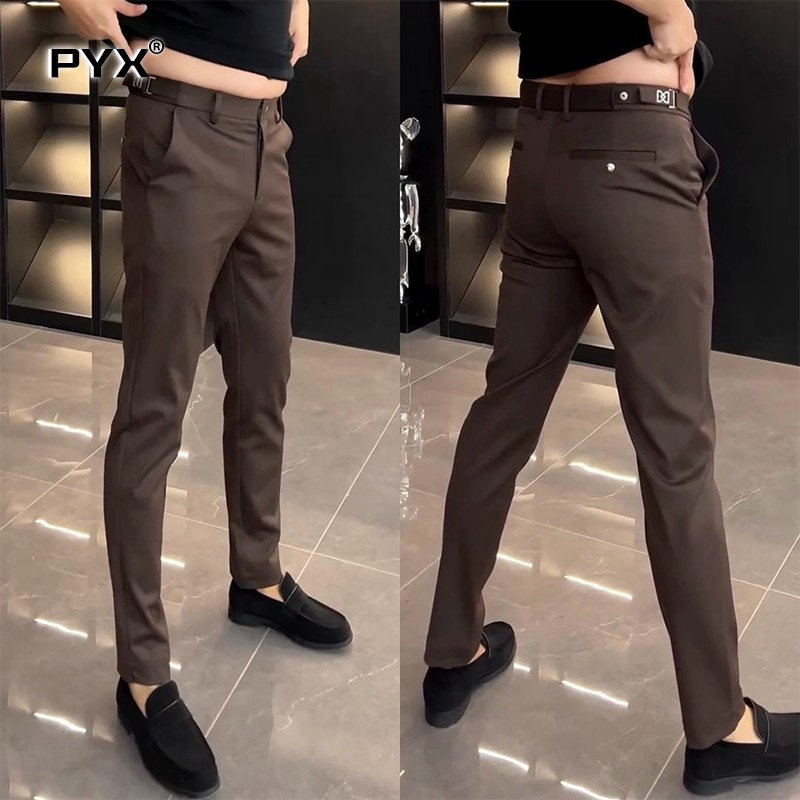 高端欧货休闲裤子男士2025新款春秋冬季男裤修身小直筒西装裤男款