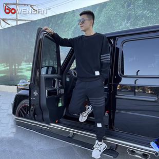潮牌休闲运动套装男士2025新款春秋冬季加绒卫衣卫裤搭配一套男款