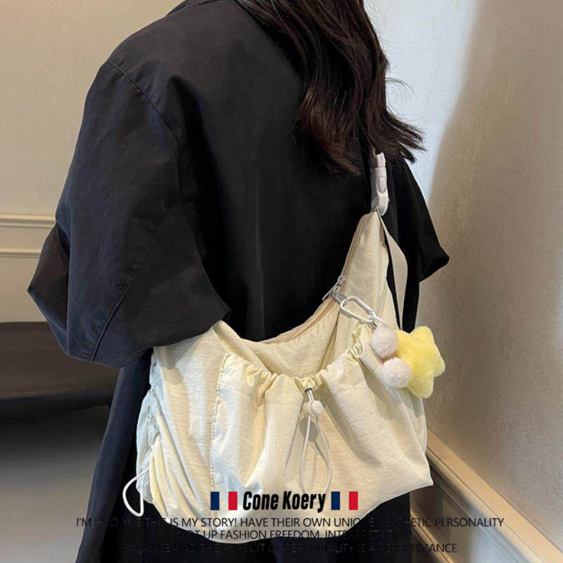 法国休闲日系帆布斜挎包女韩国大容量托特包上课包通勤上班单肩包