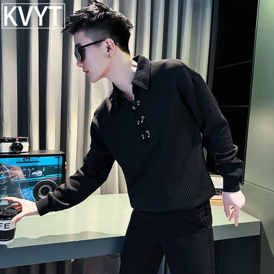 高端男士长袖polo衫2025新款秋冬季男装翻领针织衫毛衣内搭打底衫