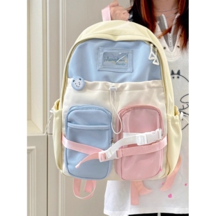 法国ITonick.书包韩版初高中生双肩包高颜值少女小清新撞色背包男
