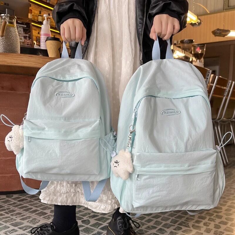 日本高中生书包女小清新纯色大学生双肩包户外登山包旅游轻便背包